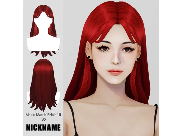 Maxis Match FHair 016 V12 by nickname_sims4 - The Sims 4 Custom Content