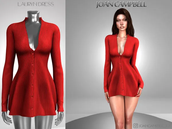 Alpha LAURYN DRESS by Joan_Campbell_Beauty_ - The Sims 4 Custom Content