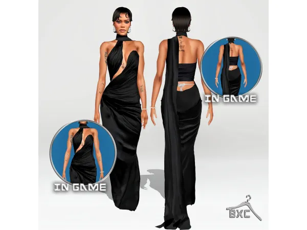 Alpha TEYANA TAYLOR GOLDEN GLOBES DRESS by Baddiexsimmer - The Sims 4 Custom Content