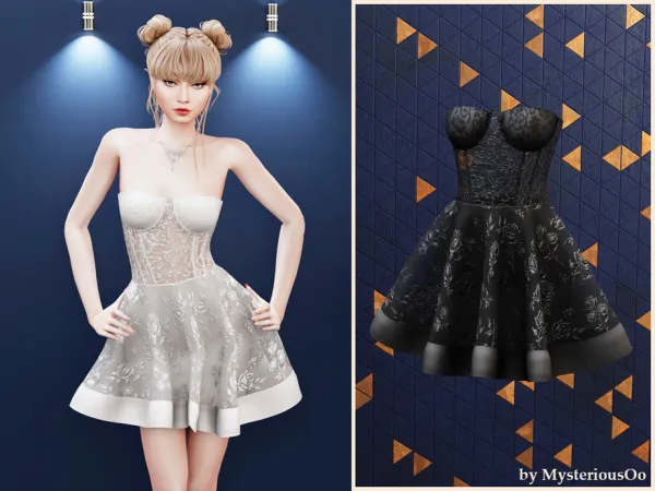 Alpha Lace corset flare dress by MysteriousOo - The Sims 4 Custom Content