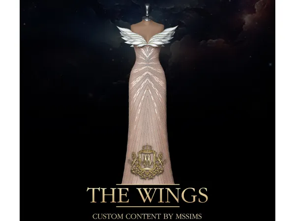 Alpha THE WINGS GOWN by Mssims4 - The Sims 4 Custom Content