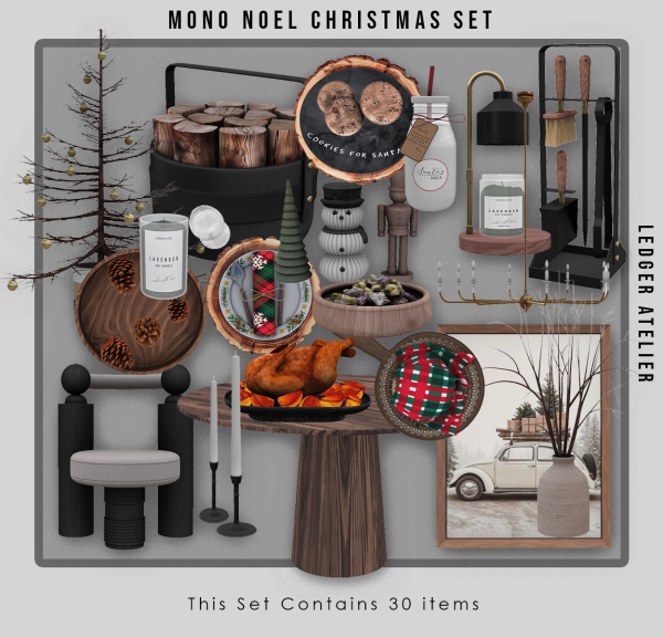 Alpha Mono Noel Christmas SetAll Atelier Tiers by ledger_atelier - The Sims 4 Custom Content