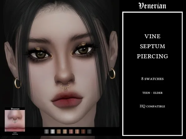 Mix Vine Septum Piercing by Venerian - The Sims 4 Custom Content