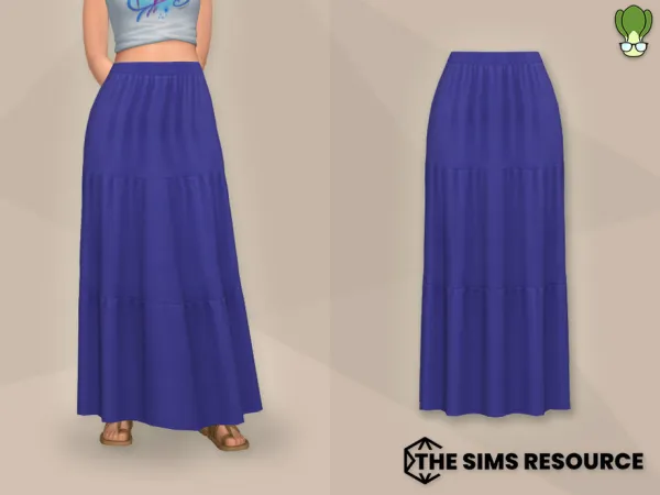 Maxis Match Modest Wear High Waist Tiered Maxi Skirt - The Sims 4 Custom Content