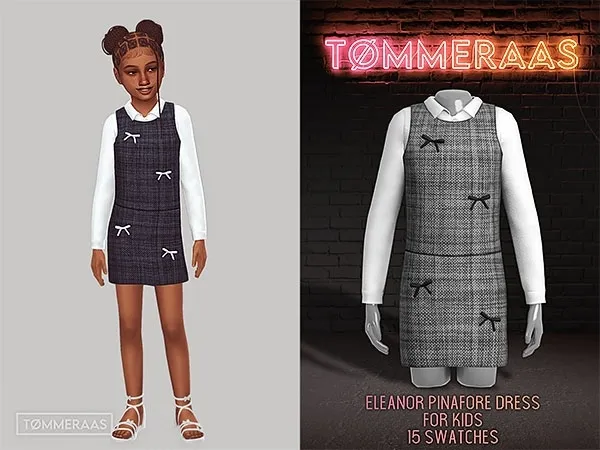 Alpha TØMMERAAS Eleanor Pinafore Dress for Kids by tommeraas - The Sims 4 custom content