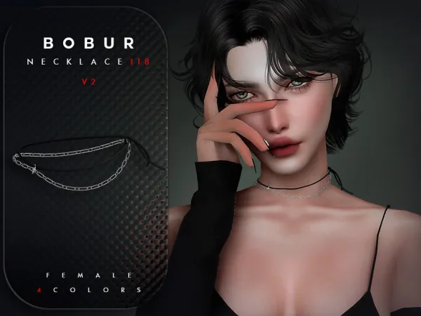 Alpha Choker Necklace V2 by Bobur2 - The Sims 4 custom content