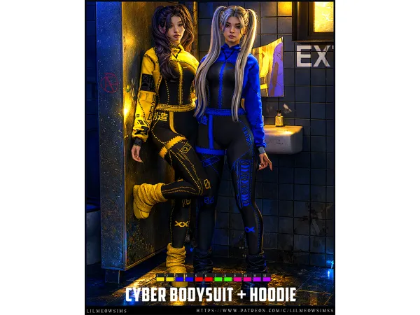 Alpha Cyber BodySuitHoodie - The Sims 4 Custom Content