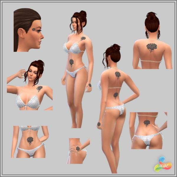 Maxis Match Carnation Tattoo Set by mde - The Sims 4 Custom Content