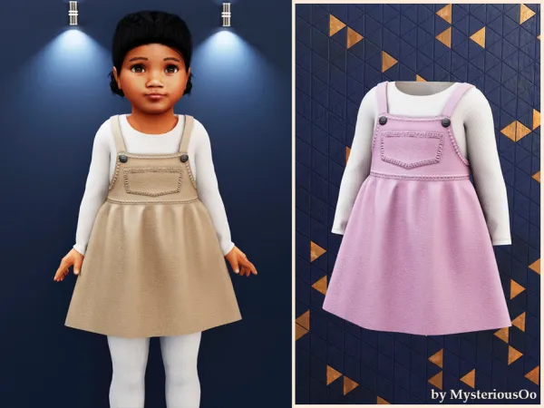 Mix Toddler Soft dungaree dress by MysteriousOo - The Sims 4 Custom Content