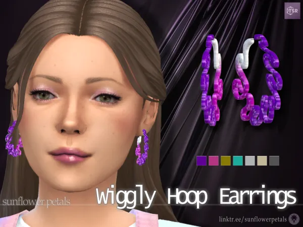 Mix Wiggly Hoop Earrings - The Sims 4 Custom Content