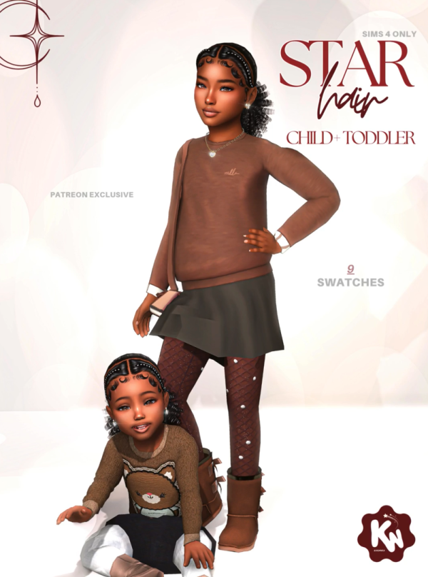 Alpha 𝐒𝐓𝐀𝐑 𝐇𝐀𝐈𝐑 CHILD TODDLER VERSION by simsfinds - The Sims 4 Custom Content
