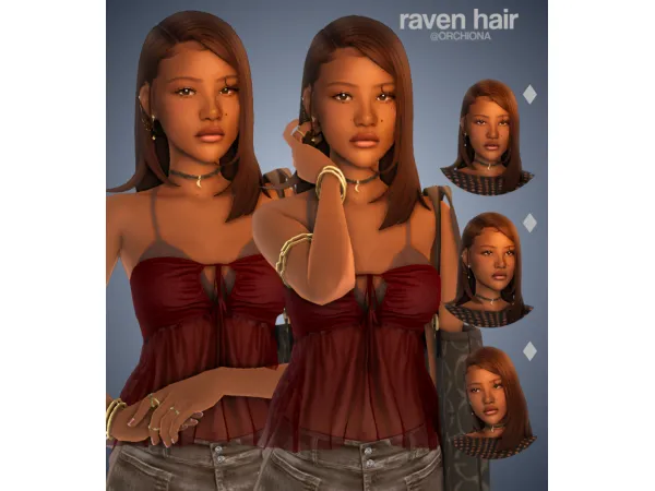 Maxis Match raven hair by orchiona_ - The Sims 4 Custom Content