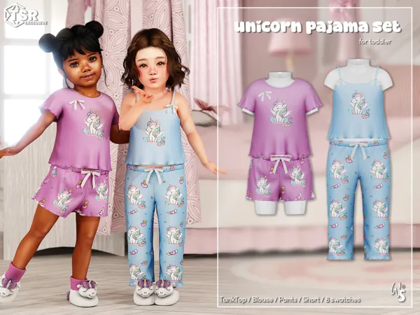 Alpha Unicorn Pajama Set (toddler) by WisteriaSims - The Sims 4 Custom Content