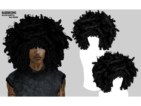 Alpha BIG AFRO HAIRSTYLE MALE VERSION by BadddieSims - The Sims 4 Custom Content