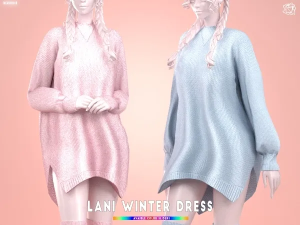 Mix Blair Winter Dress Bluerosesims - The Sims 4 Custom Content
