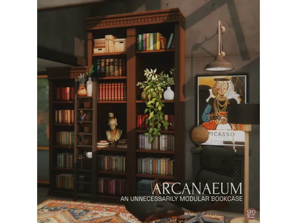 Maxis Match arcanaeum u2014 modular bookcase by sforz - The Sims 4 Custom Content