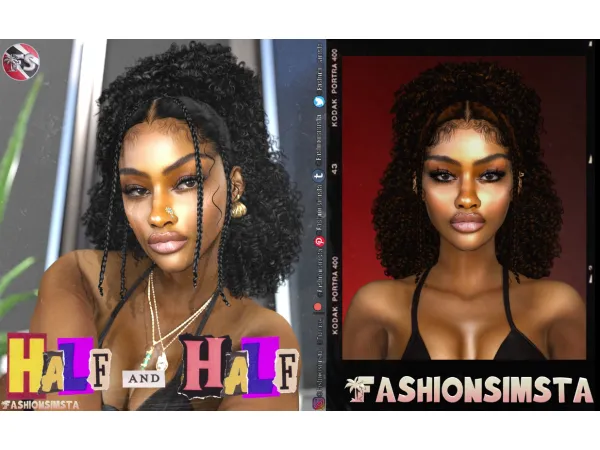 Alpha Half Half V2 by FashionSimsta - The Sims 4 Custom Content