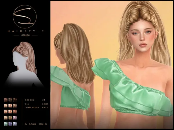 Alpha S CLUB_070126_long ponytail hairstyles Club by S - The Sims 4 Custom Content