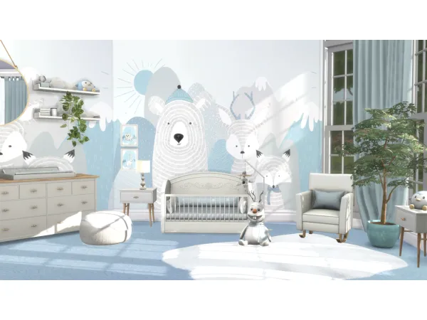 Mix Winter Wonderland Nursery Wallpaper - The Sims 4 Custom Content