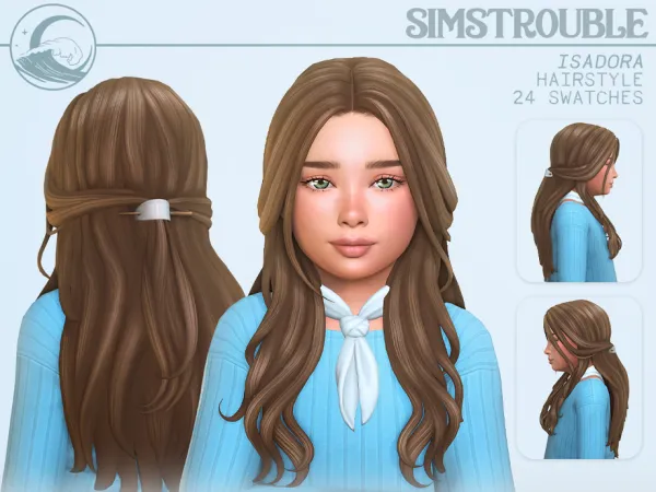 Maxis Match Isadora Hairstyle Set Child Conversion by simstrouble - The Sims 4 Custom Content