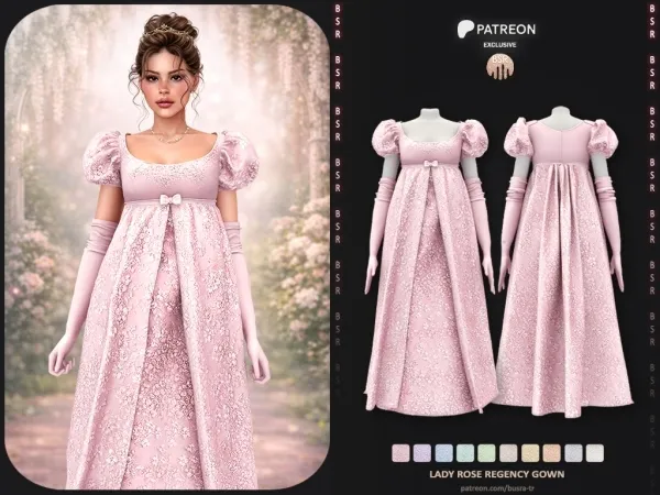 Alpha Lady Rose Regency Gown P270 - The Sims 4 custom content