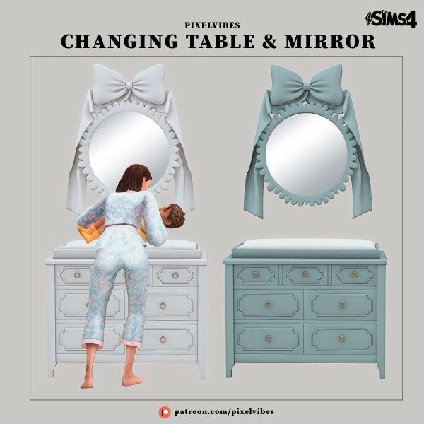 Mix Changing Table & Mirror by pixelvibes - The Sims 4 custom content