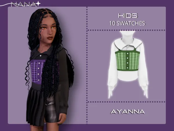 Maxis Match 7NANA (Ayanna) Button Down Shirt w. Top - The Sims 4 custom content