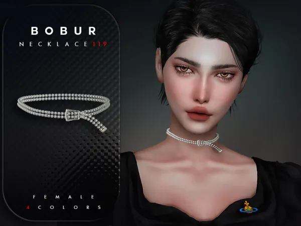 Alpha Pearl Choker Necklace by Bobur2 - The Sims 4 Custom Content