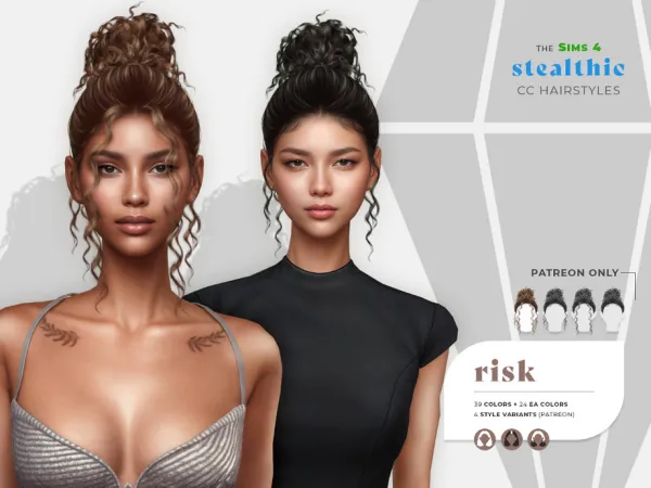 Alpha Stealthic Risk (Hair) by Stealthic - The Sims 4 Custom Content