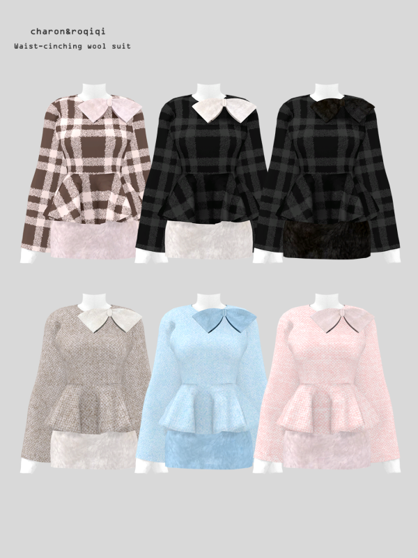 Mix [charonroqiqi]waist cinching wool suit by roqiqi - The Sims 4 Custom Content