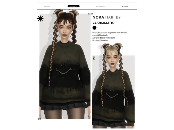 Maxis Match Noka Hairstyle by leahlillith - The Sims 4 Custom Content