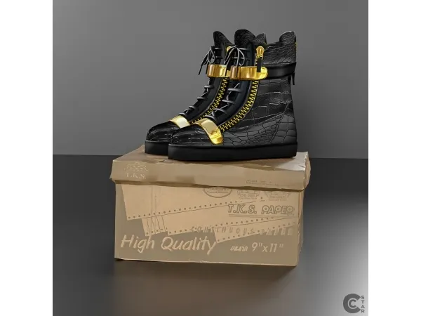 Alpha Leather Wedge Sneakers with Gold Hardware cool_content_star - The Sims 4 Custom Content