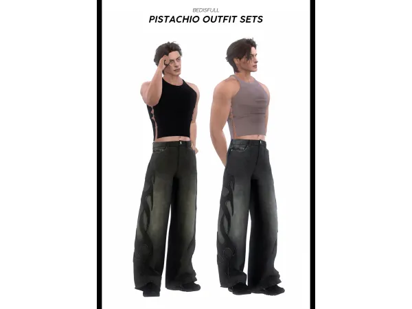 Alpha BED_TS4 M Pistachio outfit sets by bedsae - The Sims 4 Custom Content