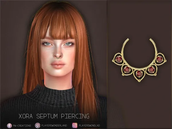 Alpha Xora Septum Piercing by PlayersWonderland - The Sims 4 Custom Content