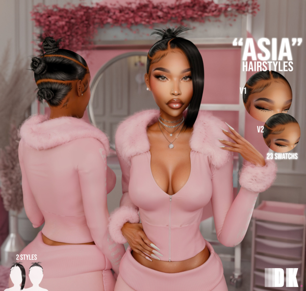 Alpha Asia Hairstyles V1 V2 by simsfinds - The Sims 4 Custom Content