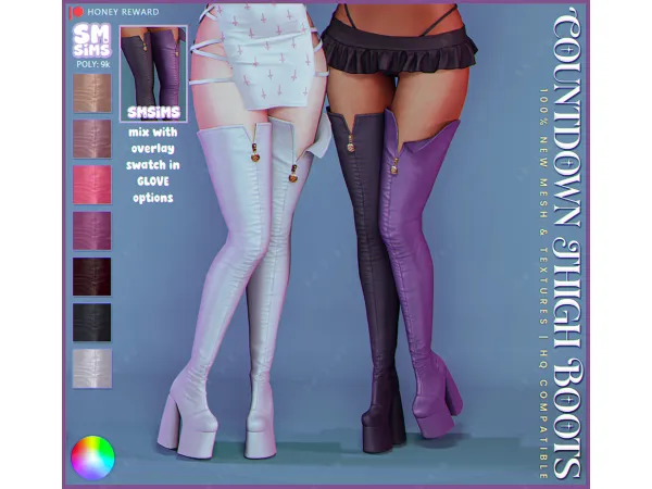 Alpha HONEY Countdown Thigh Boots by SMSims - The Sims 4 Custom Content