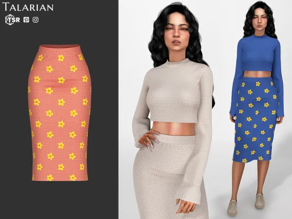 Alpha Mina High Waist Midi Skirt by talarian - The Sims 4 Custom Content