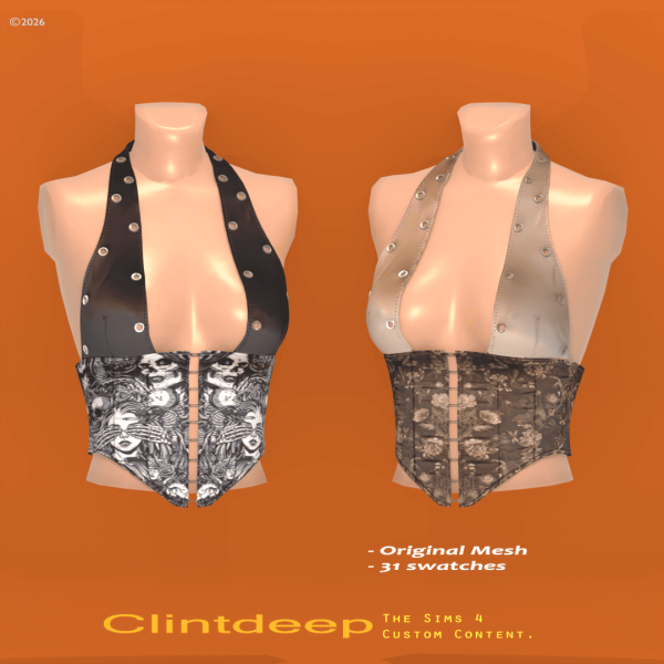 Alpha Clintdeep Rebecca Halter Hotpants by clintdeep - The Sims 4 Custom Content