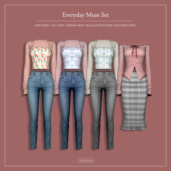 Alpha [RIMINGS] Everyday Muse Set by simsfinds - The Sims 4 custom content
