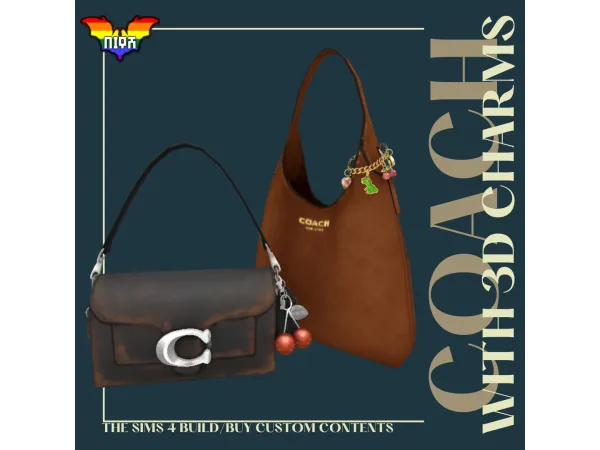 Maxis Match Coach Bags with 3D charms by aithsims - The Sims 4 Custom Content