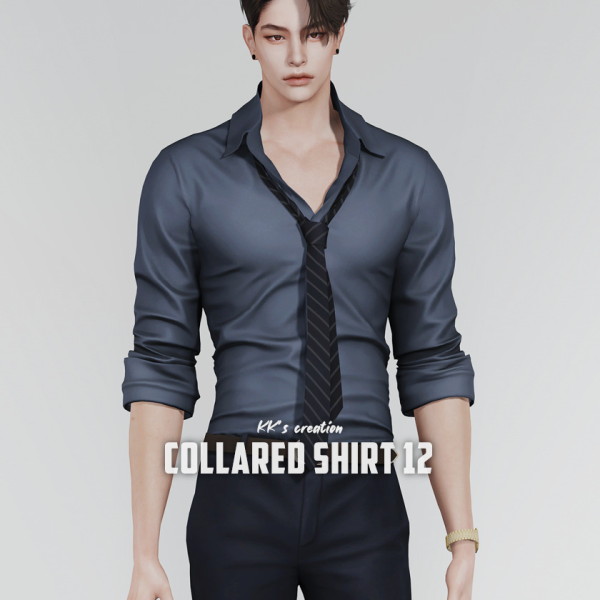Alpha [KK] Collared shirt 12 by simsfinds - The Sims 4 Custom Content