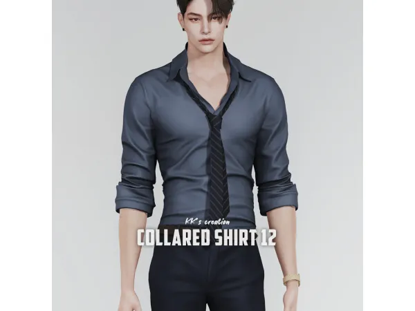 Alpha [KK] Collared shirt 12 by KK_creations - The Sims 4 Custom Content