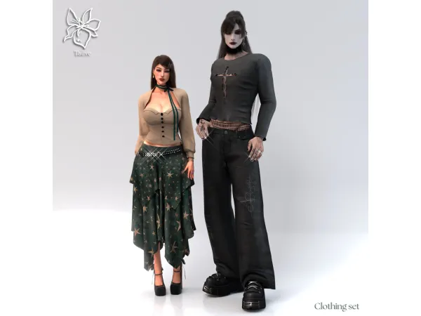 Mix GUTTED ANGELS CLOTHING SET by tauve - The Sims 4 Custom Content