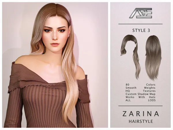 Alpha Zarina Style 3 (Hairstyle) - The Sims 4 Custom Content