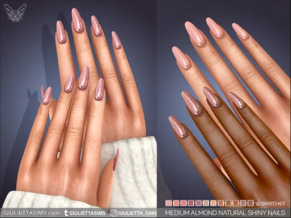 Alpha Medium Almond Shiny Natural Nails by thesimsresource - The Sims 4 Custom Content