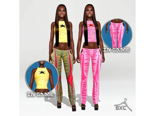 Alpha TIT4TATS TANK TOP PANT by Baddiexsimmer - The Sims 4 Custom Content