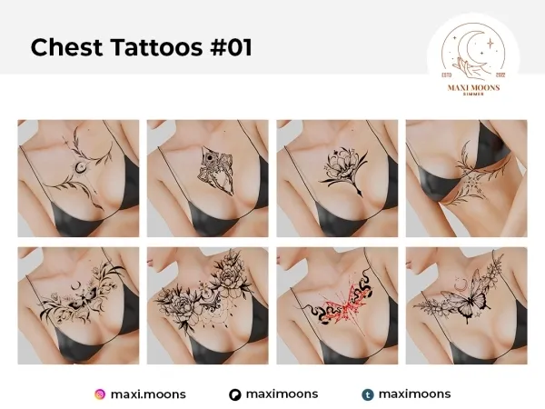 Mix Chest Tattoos #01 - The Sims 4 custom content