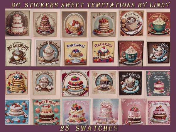 Alpha BG_Stickers Sweet Temptations by simsfinds - The Sims 4 Custom Content