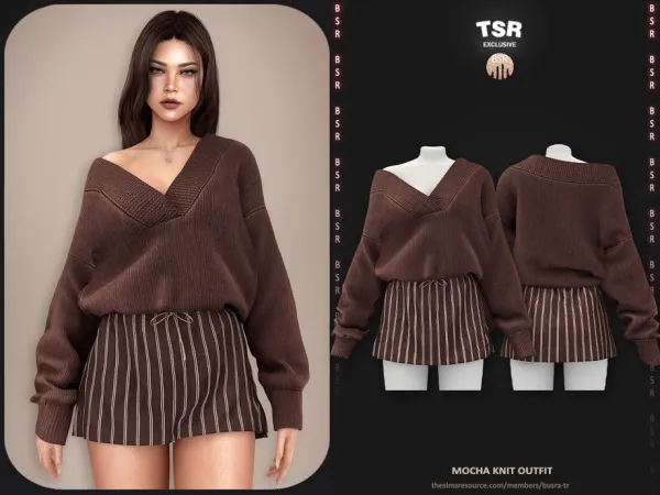 Alpha SET Mocha Knit Outfit BD1654 - The Sims 4 Custom Content