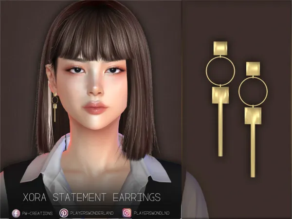 Alpha Xora Statement Earrings by PlayersWonderland - The Sims 4 Custom Content